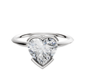 An 18K white gold bezel half bezel East/West classic knife edge 1.5mm engagement ring is shown on a plain white background.