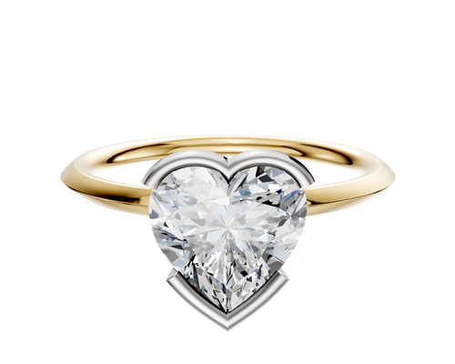14K Two Tone Bezel Half Bezel East/West Classic Knife Edge 1.5mm Engagement Ring