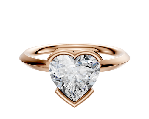 18K Rose Gold Bezel Half Bezel East/West Classic Knife Edge 2.0mm Engagement Ring