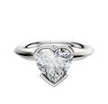 A 14K white gold bezel half bezel east/west classic knife edge 2.0mm engagement ring is showcased against a plain white background.