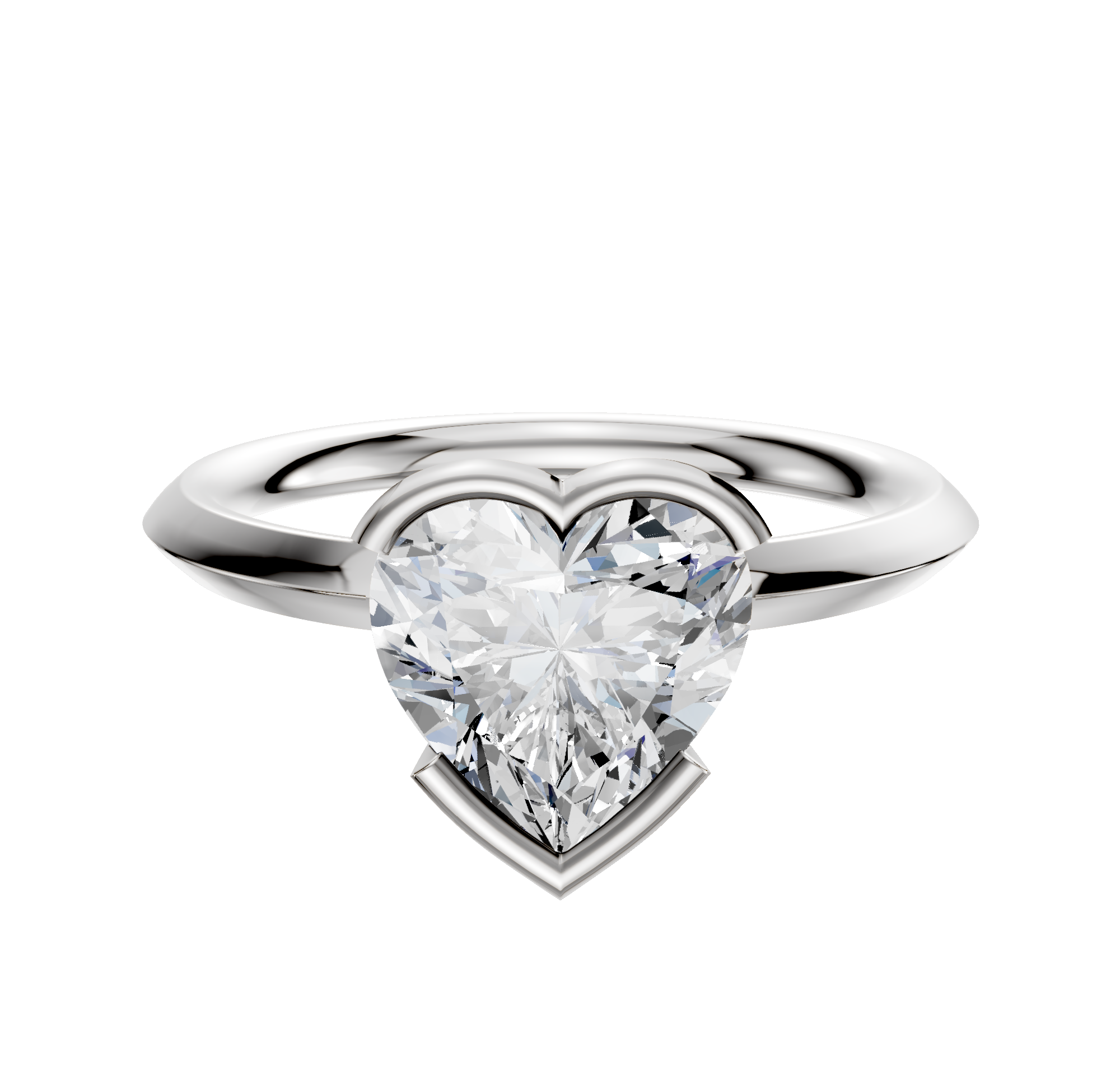 A Platinum Bezel Half Bezel East/West Classic Knife Edge 2.0mm Engagement Ring with a clear diamond centerpiece set in a polished band, displayed against a plain white background.