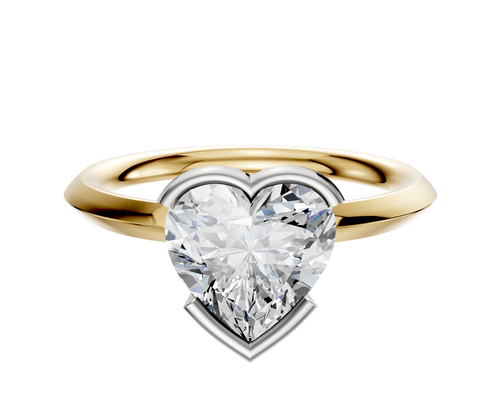 14K Two Tone Bezel Half Bezel East/West Classic Knife Edge 2.0mm Engagement Ring