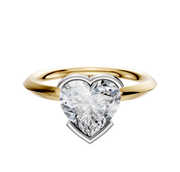 The 14K Two Tone Bezel Half Bezel East/West Classic Knife Edge 2.0mm Engagement Ring is showcased, featuring a stylish two-tone design and classic knife edge on a plain white background.