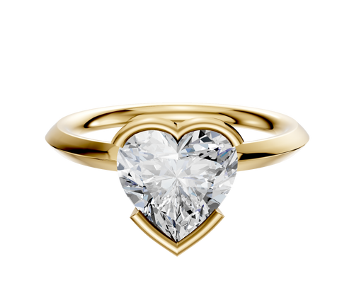 14K Yellow Gold Bezel Half Bezel East/West Classic Knife Edge 2.0mm Engagement Ring