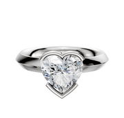 A Platinum Bezel Half Bezel East/West Classic Knife Edge 3.0mm Engagement Ring is shown, its large central diamond set horizontally in a sleek platinum band, displayed against a plain white background.
