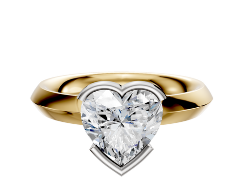 18K Two Tone Bezel Half Bezel East/West Classic Knife Edge 3.0mm Engagement Ring