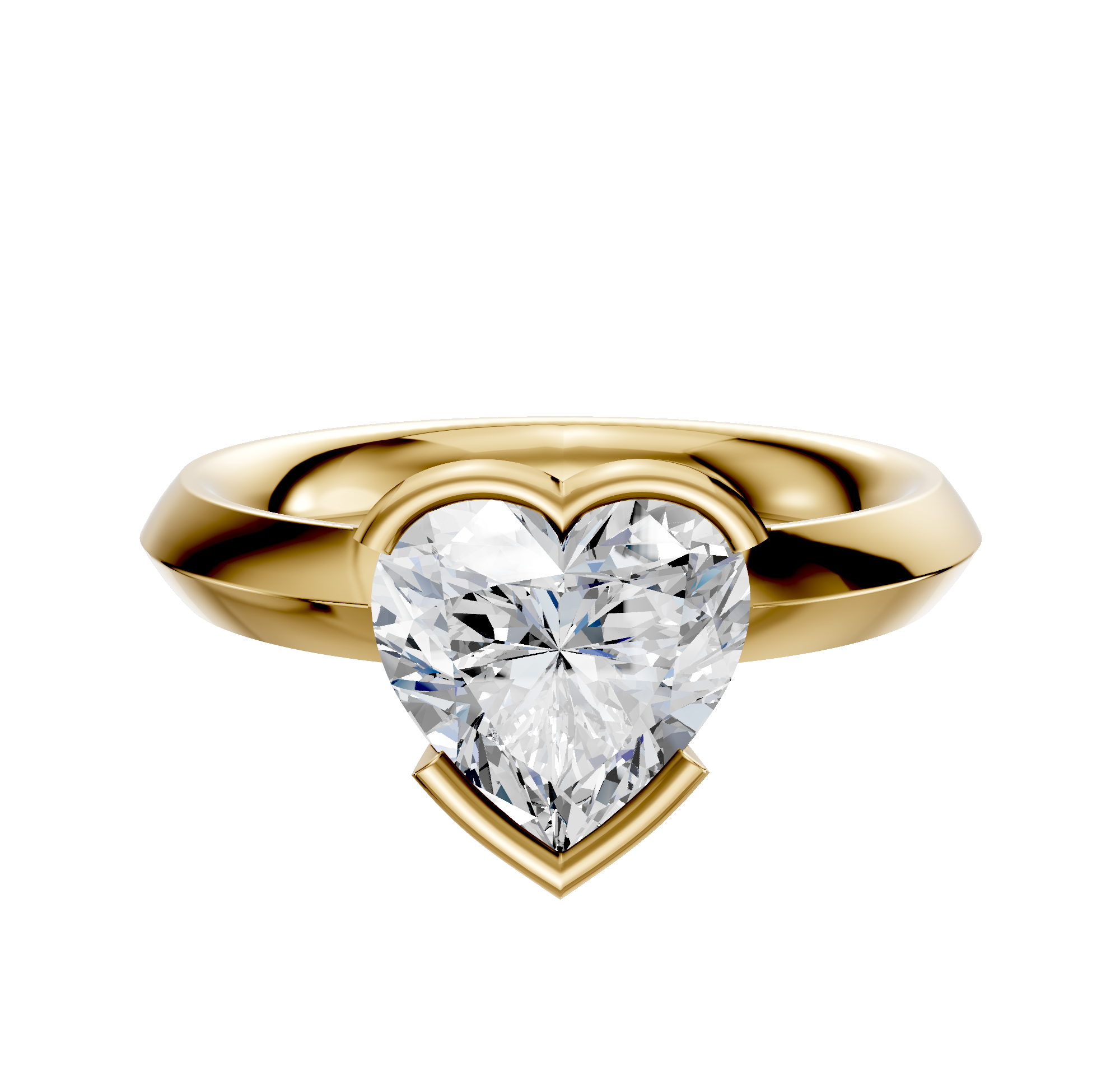 A 14K yellow gold Bezel Half Bezel East/West Classic Knife Edge 3.0mm engagement ring is displayed on a plain white background.