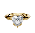 A 14K yellow gold bezel half bezel east/west classic knife edge 3.0mm engagement ring is shown against a plain white background.