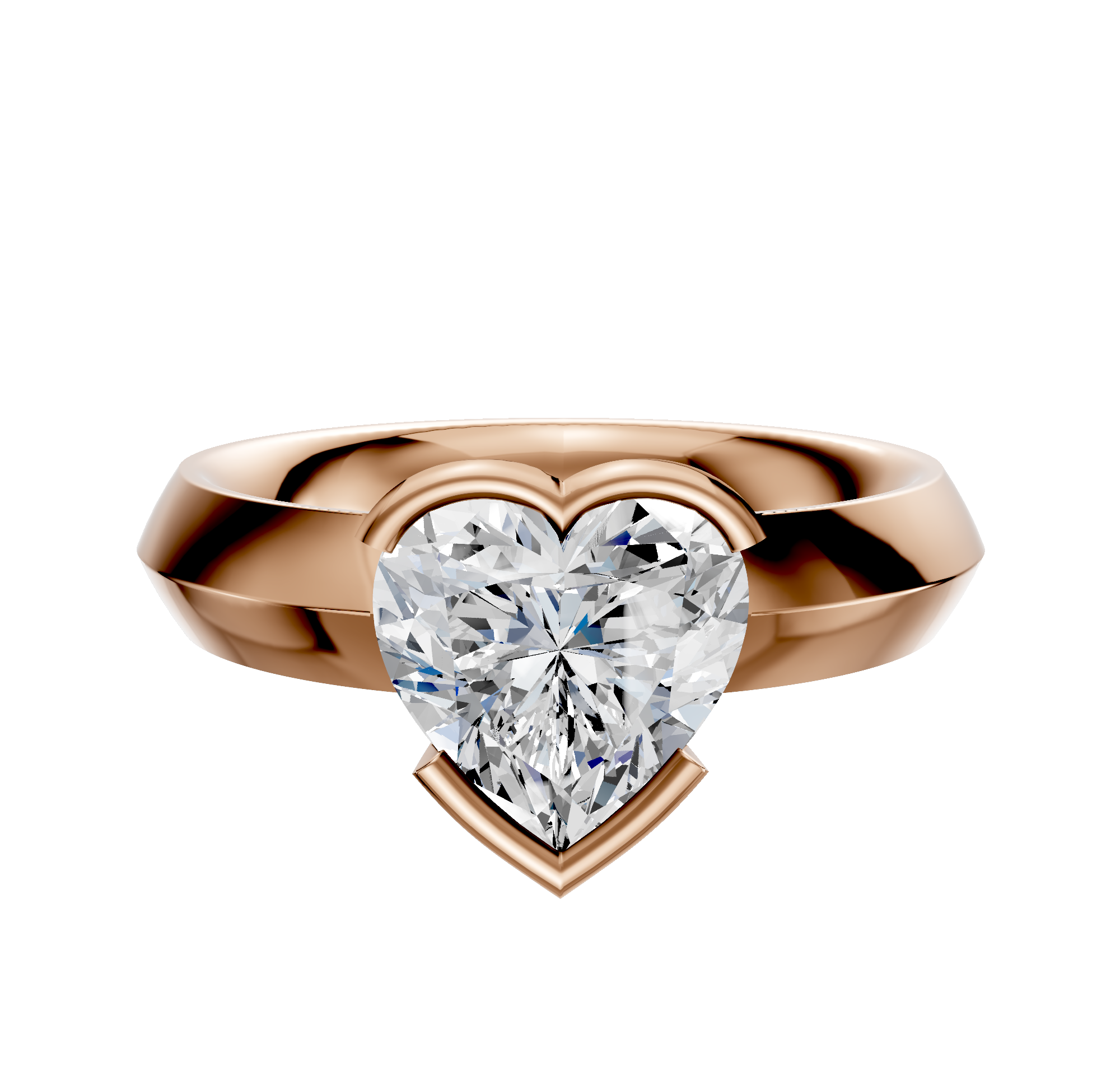 A 14K rose gold engagement ring in a classic knife edge design with a 4.0mm bezel half bezel east/west setting, shown against a plain white background.