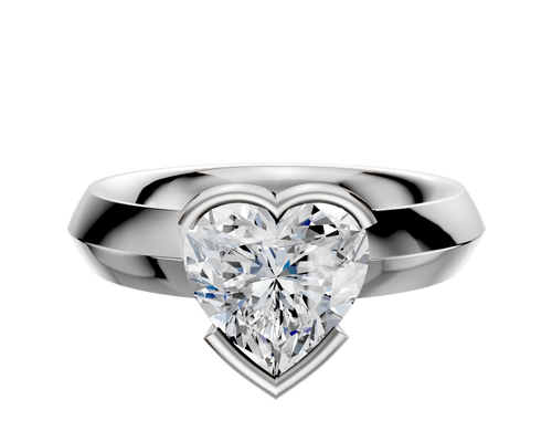 18K White Gold Bezel Half Bezel East/West Classic Knife Edge 4.0mm Engagement Ring