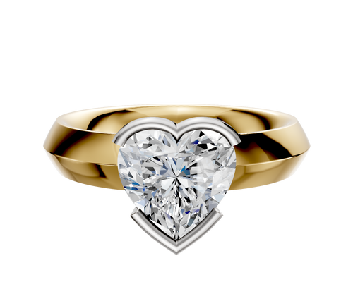 18K Two Tone Bezel Half Bezel East/West Classic Knife Edge 4.0mm Engagement Ring