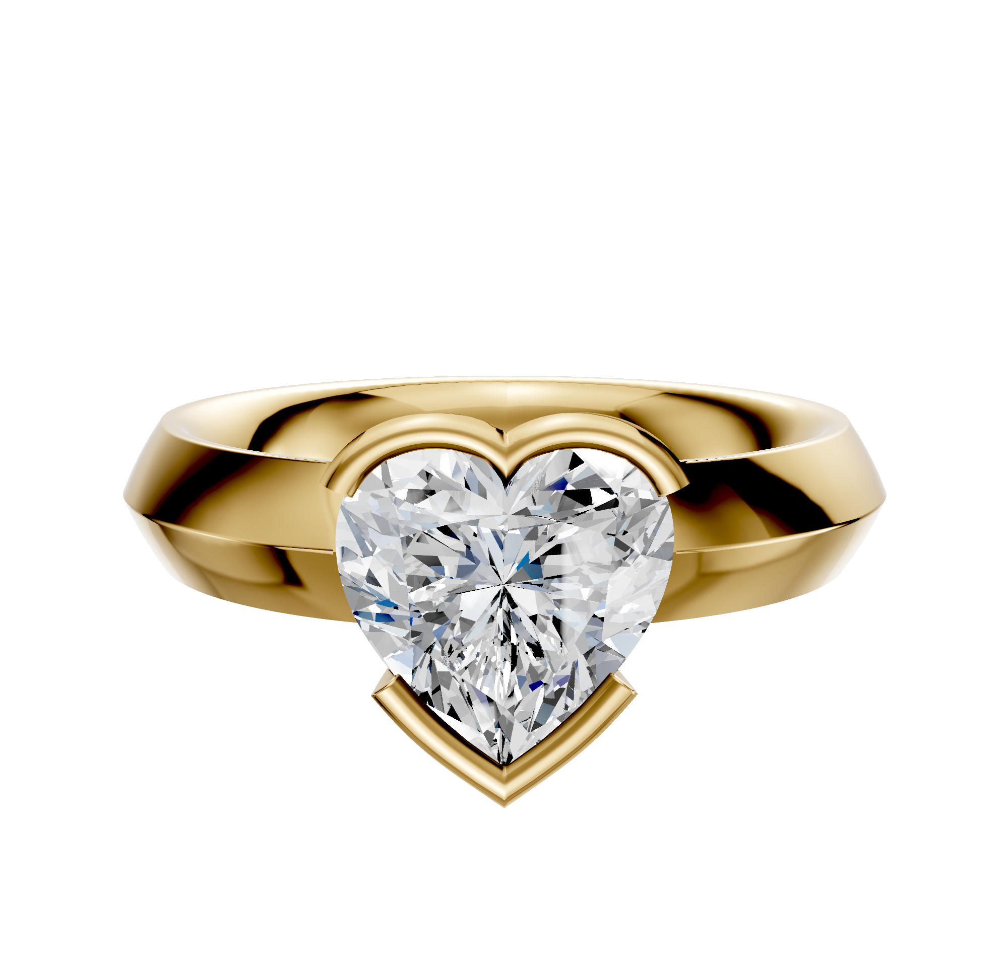 A 14K yellow gold bezel half bezel east/west classic knife edge engagement ring (4.0mm) displayed against a plain white background.