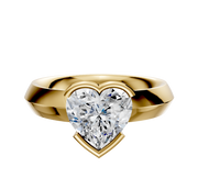 An 18K yellow gold Bezel Half Bezel East/West Classic Knife Edge 4.0mm engagement ring, showcased against a plain white background.