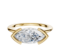 A 14K yellow gold Cathedral Dome engagement ring features a 1.5mm band and an east/west bezel half bezel setting, shown against a plain white background.