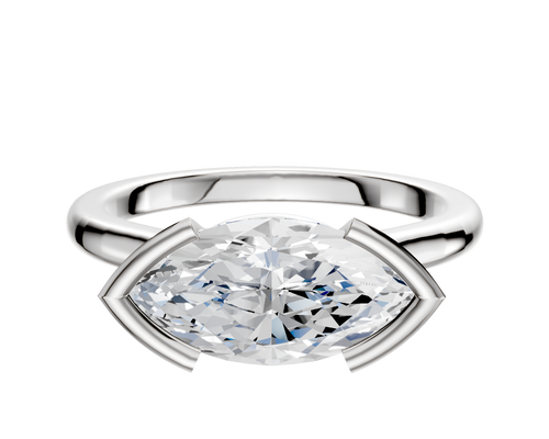 Platinum Bezel Half Bezel East/West Cathedral Dome 2.0mm Engagement Ring