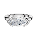 The 14K White Gold Bezel Half Bezel East/West Cathedral Dome 3.0mm Engagement Ring features a modern east-west setting for the gemstone, set in sleek white gold and showcased on a plain white background.