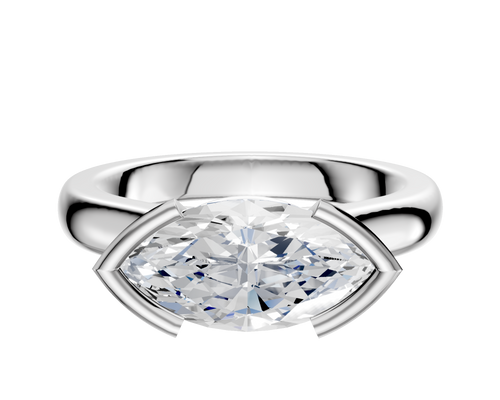 Platinum Bezel Half Bezel East/West Cathedral Dome 3.0mm Engagement Ring