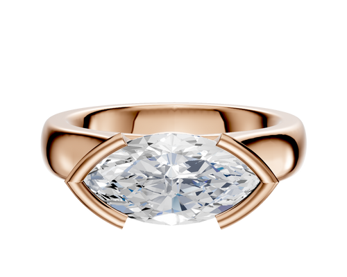18K Rose Gold Bezel Half Bezel East/West Cathedral Dome 4.0mm Engagement Ring
