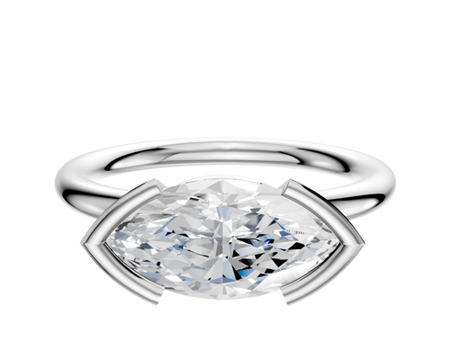 Platinum Bezel Half Bezel East/West Classic Dome 2.0mm Engagement Ring