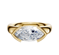 An 18K yellow gold Bezel Half Bezel East/West Classic Dome 4.0mm engagement ring is displayed on a plain white background.