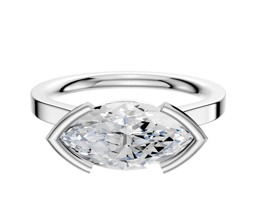 Platinum Bezel Half Bezel East/West Cathedral Flat 2.0mm Engagement Ring