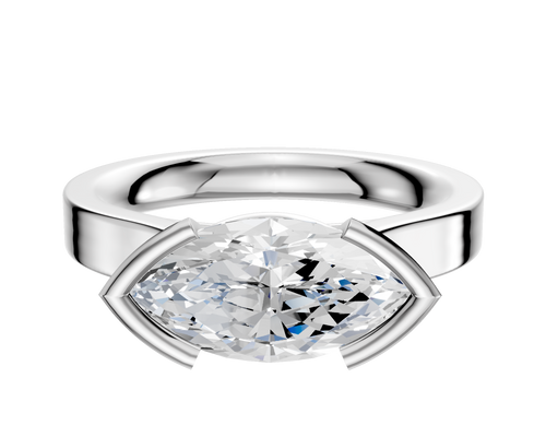 Platinum Bezel Half Bezel East/West Cathedral Flat 3.0mm Engagement Ring