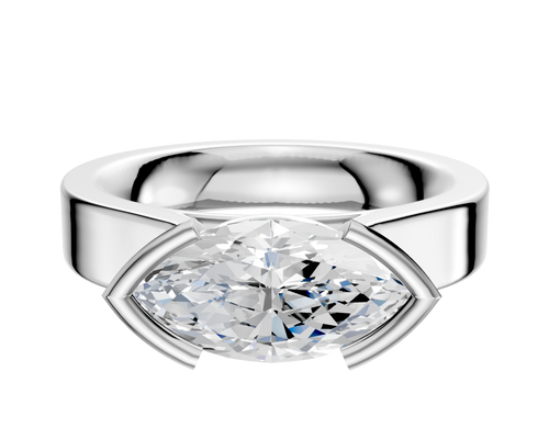 Platinum Bezel Half Bezel East/West Cathedral Flat 4.0mm Engagement Ring