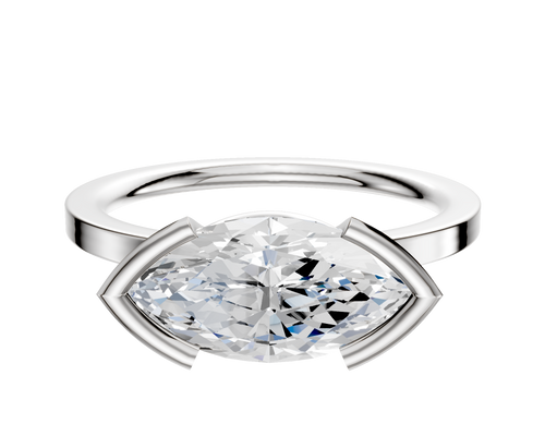 Platinum Bezel Half Bezel East/West Classic Flat 1.5mm Engagement Ring