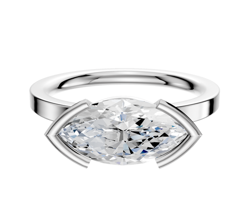 Platinum Bezel Half Bezel East/West Classic Flat 2.0mm Engagement Ring