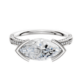 The Platinum Bezel Half Bezel East/West Classic Flat 3-Row-Pave 2.0mm Engagement Ring features a modern east/west bezel-set center, accented by three rows of pavé diamonds along the upper band for extra sparkle.