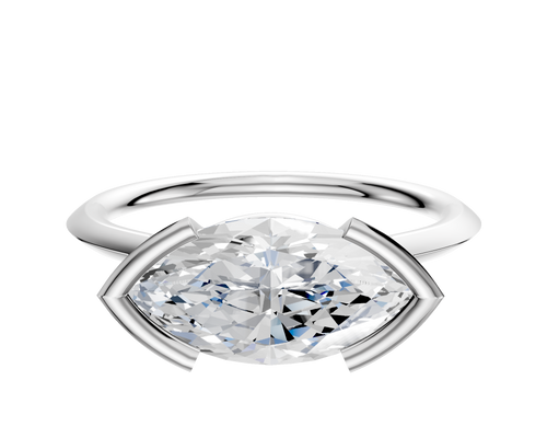 Platinum Bezel Half Bezel East/West Cathedral Knife Edge 1.5mm Engagement Ring