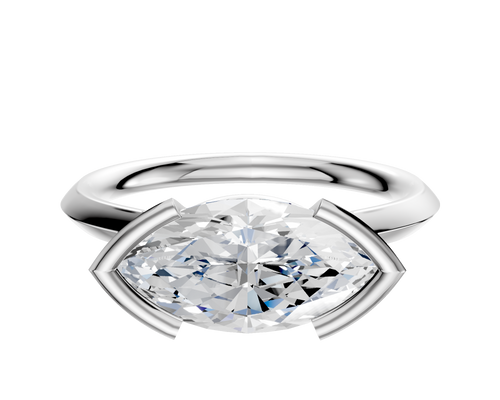 18K White Gold Bezel Half Bezel East/West Cathedral Knife Edge 2.0mm Engagement Ring