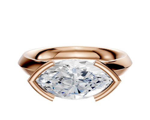14K Rose Gold Bezel Half Bezel East/West Cathedral Knife Edge 3.0mm Engagement Ring