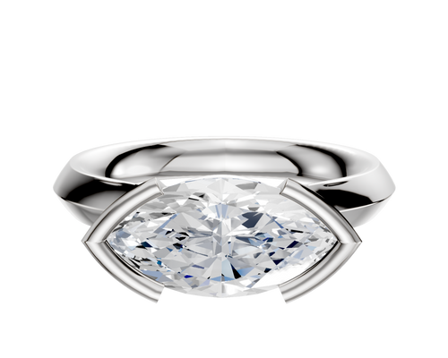 Platinum Bezel Half Bezel East/West Cathedral Knife Edge 3.0mm Engagement Ring