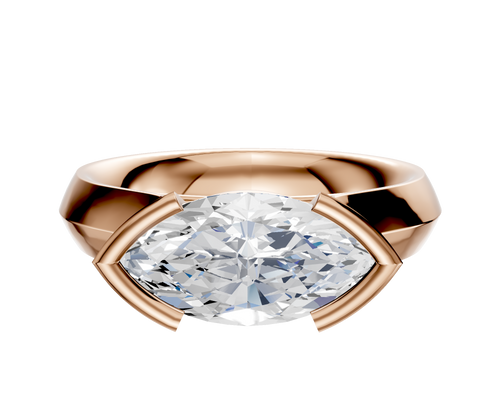 18K Rose Gold Bezel Half Bezel East/West Cathedral Knife Edge 4.0mm Engagement Ring