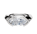 A 14K white gold engagement ring with a knife edge and East/West half bezel setting, featuring a 4.0mm gemstone, displayed against a plain white background.