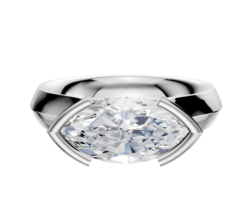 18K White Gold Bezel Half Bezel East/West Cathedral Knife Edge 4.0mm Engagement Ring