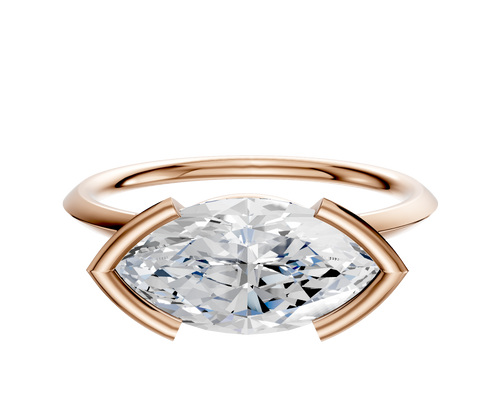 14K Rose Gold Bezel Half Bezel East/West Classic Knife Edge 1.5mm Engagement Ring