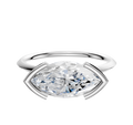 A 14K white gold bezel half bezel east/west classic knife edge 1.5mm engagement ring, shown on a plain white background.