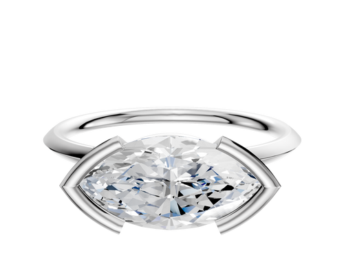 Platinum Bezel Half Bezel East/West Classic Knife Edge 1.5mm Engagement Ring