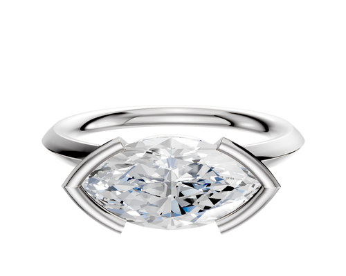14K White Gold Bezel Half Bezel East/West Classic Knife Edge 2.0mm Engagement Ring