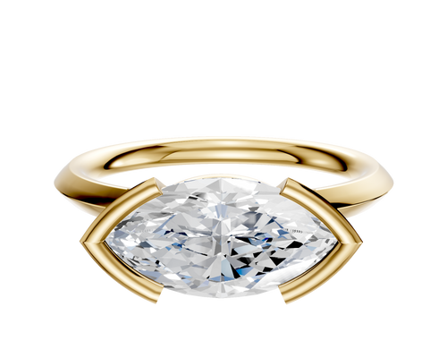 18K Yellow Gold Bezel Half Bezel East/West Classic Knife Edge 2.0mm Engagement Ring