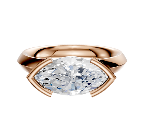 14K Rose Gold Bezel Half Bezel East/West Classic Knife Edge 3.0mm Engagement Ring