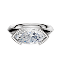 A 14K white gold engagement ring with a classic knife edge and half bezel east/west setting, shown against a plain white background.