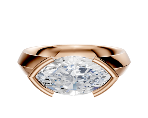 14K Rose Gold Bezel Half Bezel East/West Classic Knife Edge 4.0mm Engagement Ring