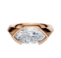 The 18K Rose Gold Bezel Half Bezel East/West Classic Knife Edge 4.0mm Engagement Ring features a striking design, shown against a plain white background.