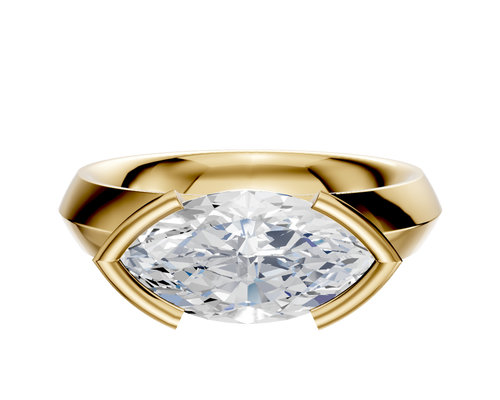 18K Yellow Gold Bezel Half Bezel East/West Classic Knife Edge 4.0mm Engagement Ring