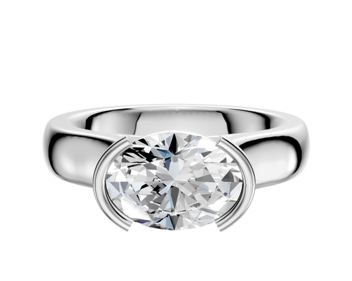 Platinum Bezel Half Bezel East/West Cathedral Dome 4.0mm Engagement Ring