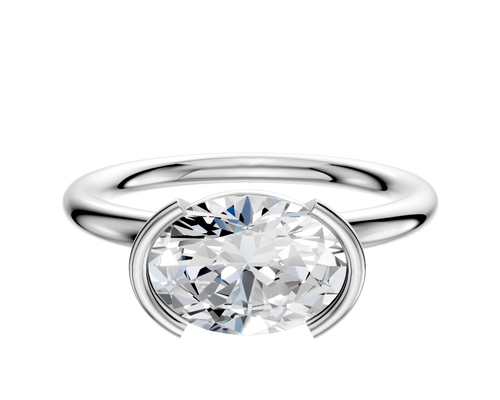 Platinum Bezel Half Bezel East/West Classic Dome 2.0mm Engagement Ring