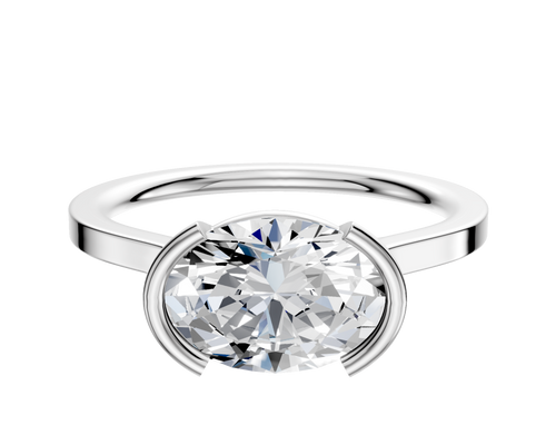 Platinum Bezel Half Bezel East/West Cathedral Flat 1.5mm Engagement Ring